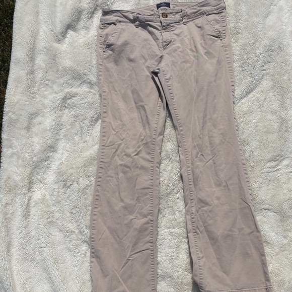 American Eagle Kick Boot Stretch Pants – Size 12 | Mid-Rise Khaki | Y2K Vibes - Picture 2 of 8